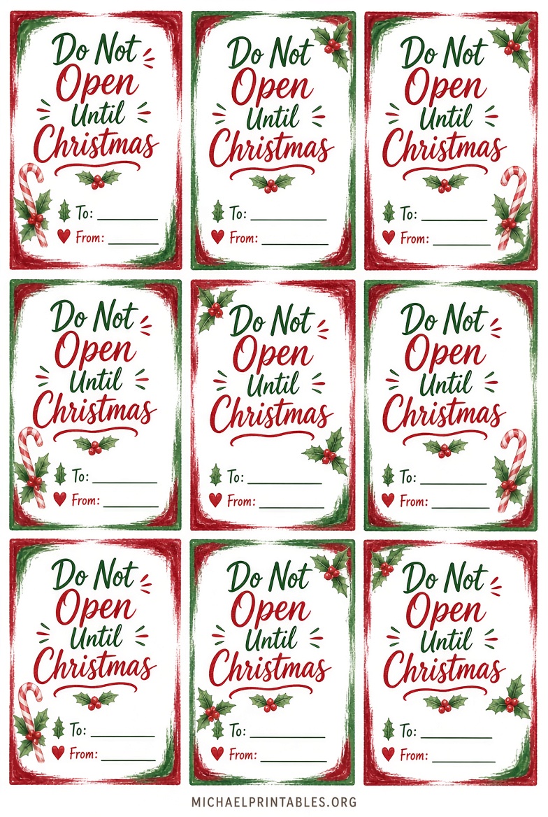Free Printable Do Not Open Until Christmas Tags