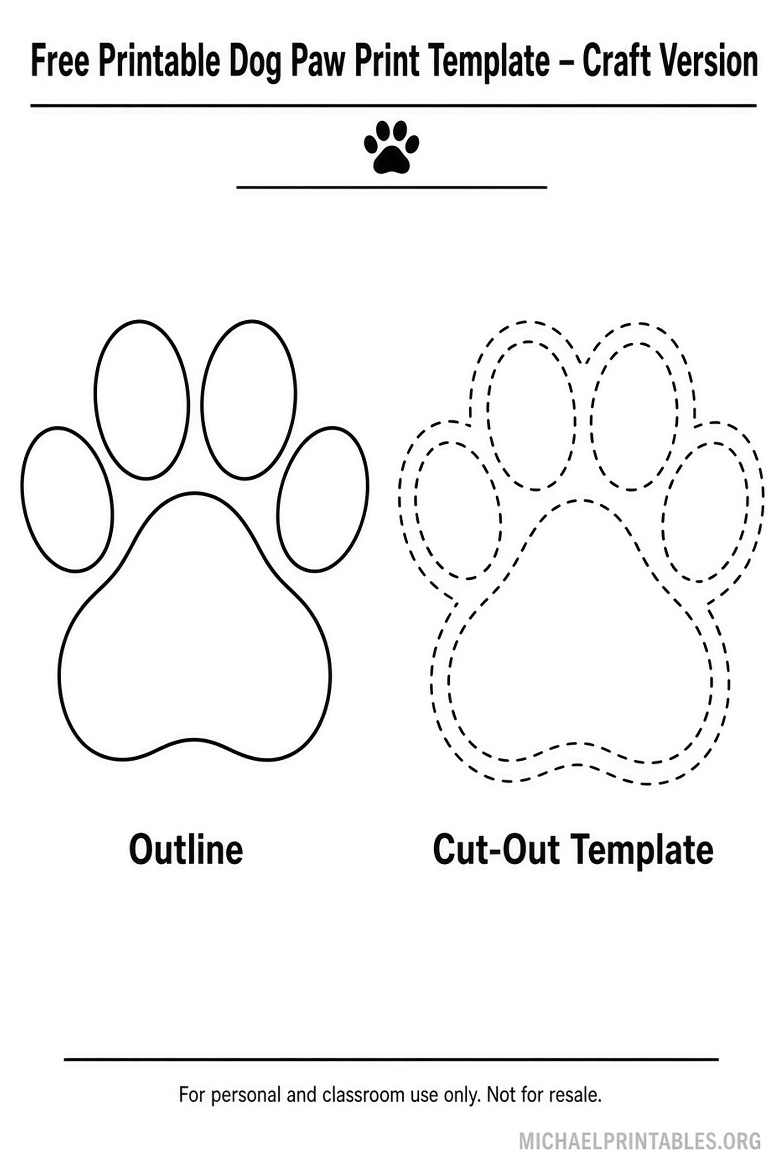 Free Printable Dog Paw Print Templates (PDF)