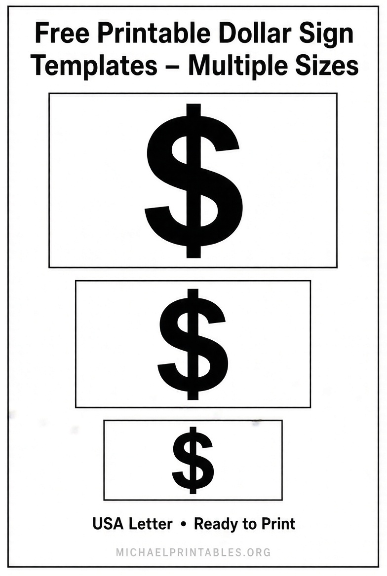 Free Printable Dollar Sign Template Downloads