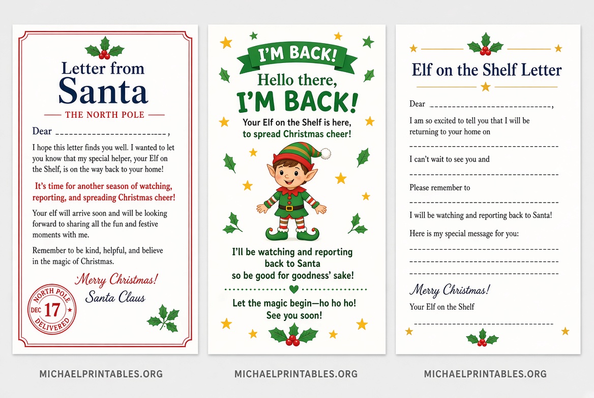 Free Printable Elf on the Shelf Letter Template PDF