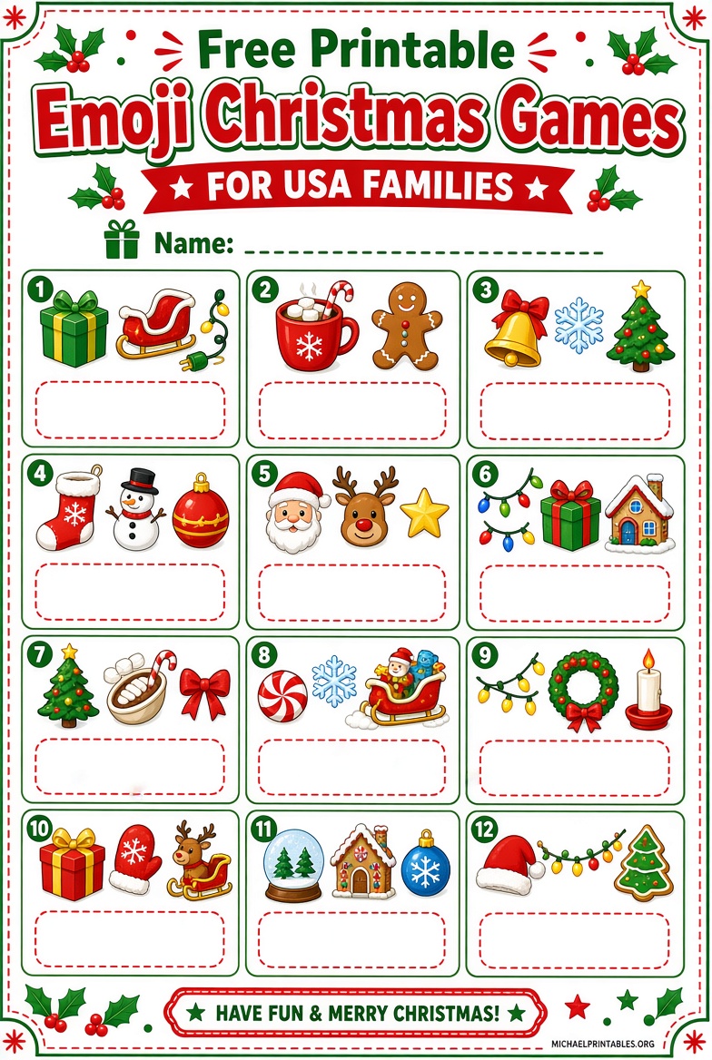 Free Printable Emoji Christmas Games