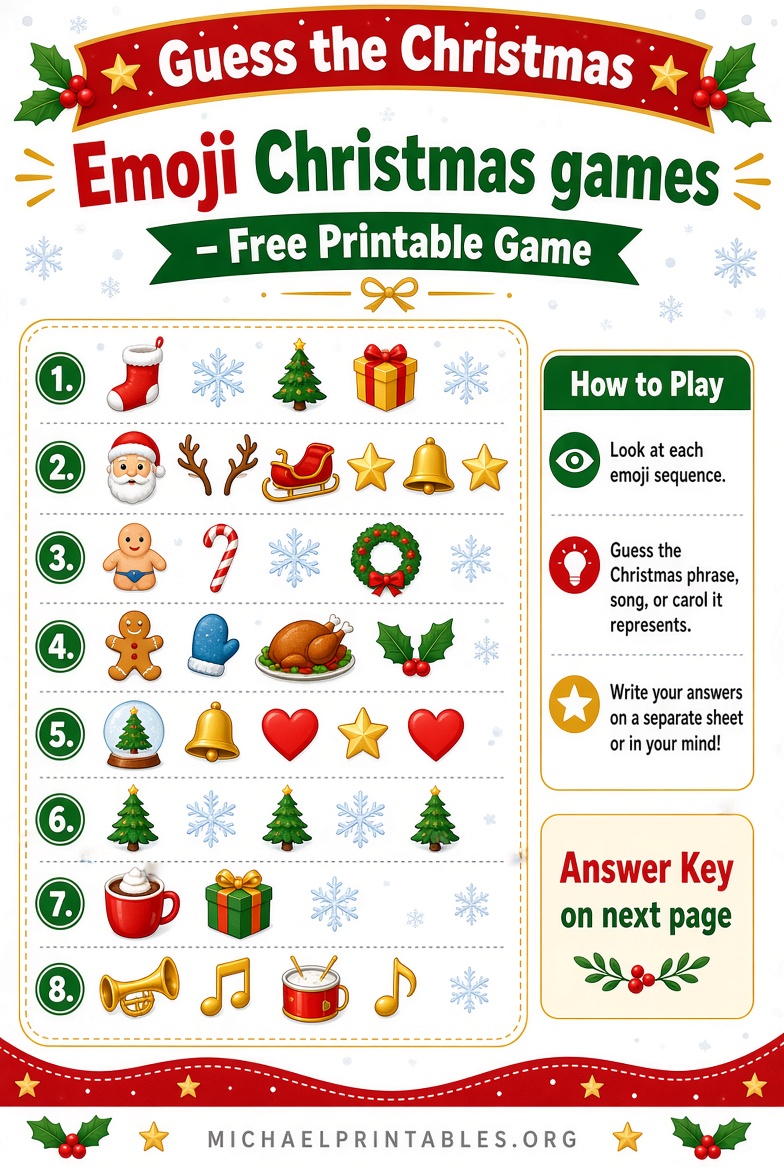 Free Printable Emoji Christmas Games
