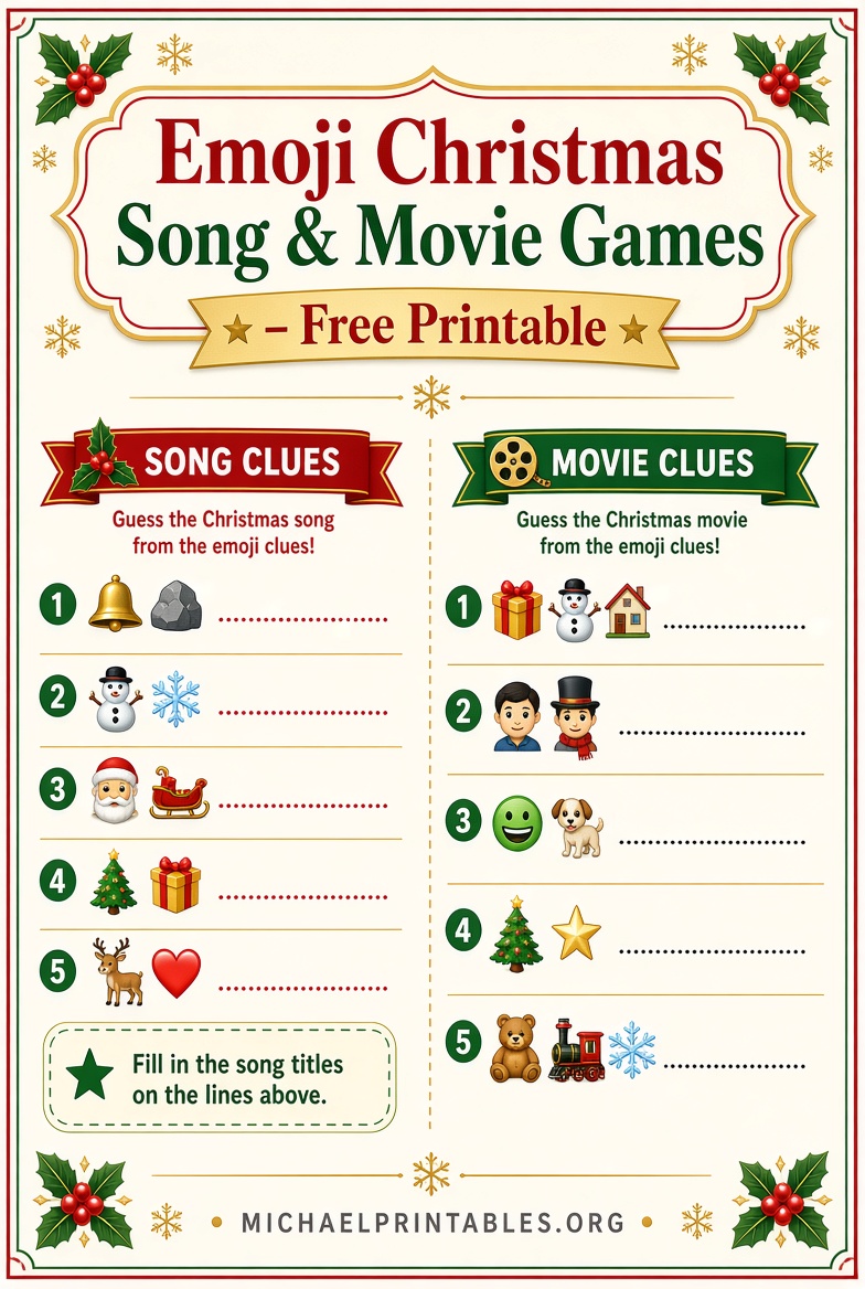 Free Printable Emoji Christmas Games