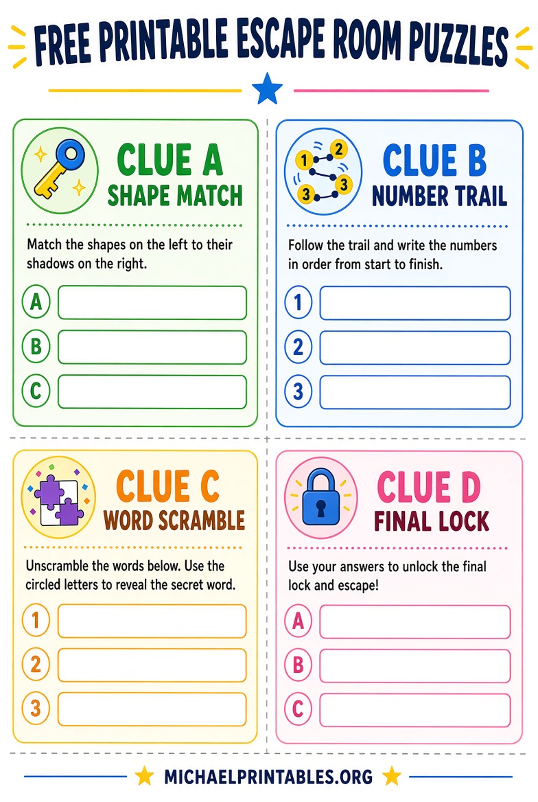 Free Printable Escape Room Puzzles (PDF)