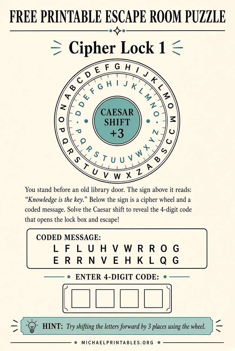 Free Printable Escape Room Puzzles (PDF)