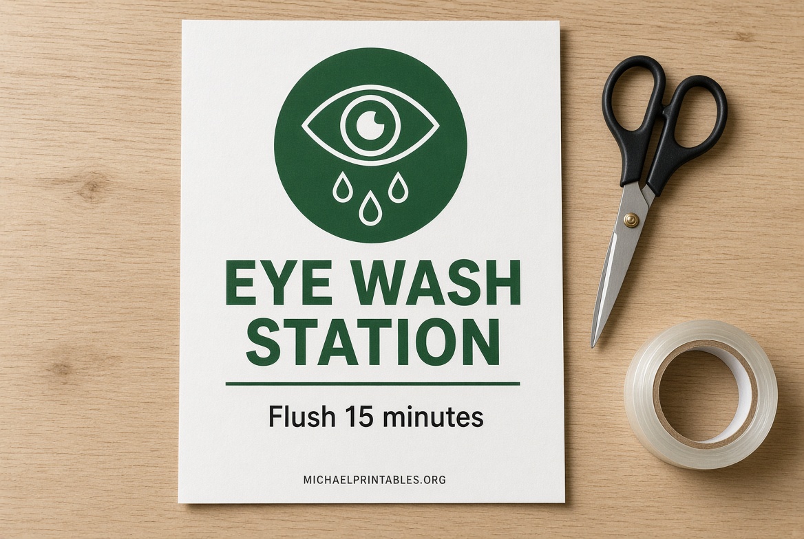 Free Printable Eye Wash Station Sign PDF