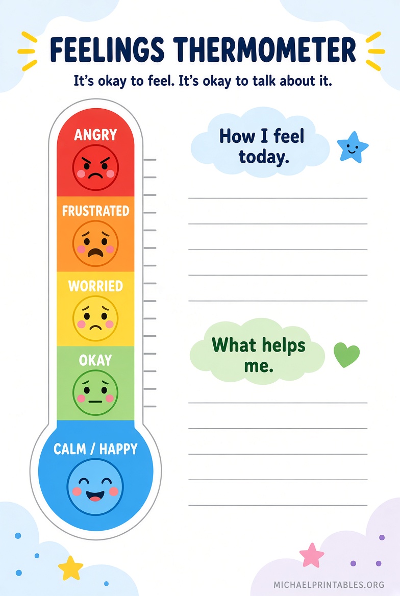 Free Printable Feelings Thermometer PDF for Kids