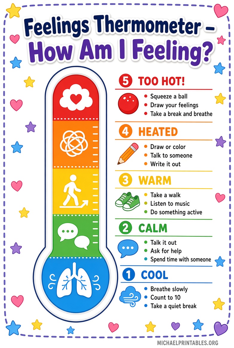 Free Printable Feelings Thermometer PDF for Kids