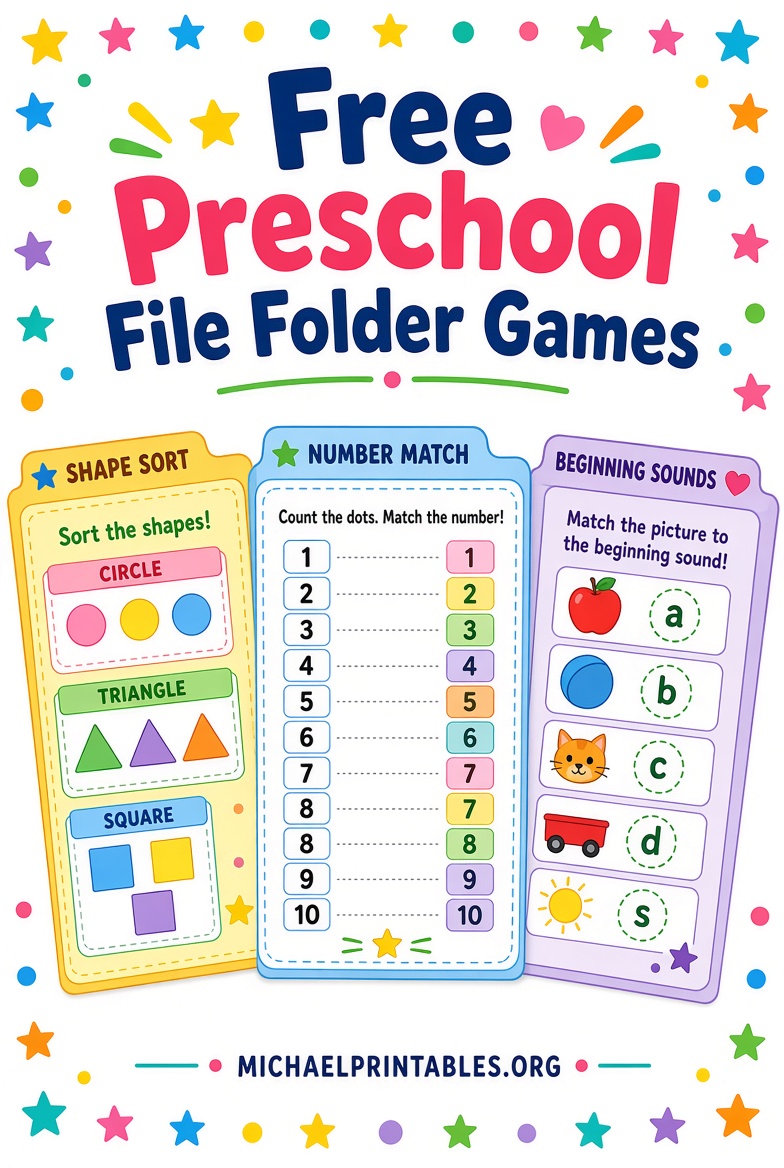 Free Printable File Folder Games Preschool