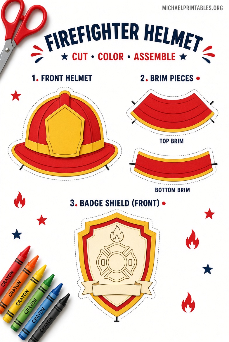 Free Printable Firefighter Hat Template for Kids