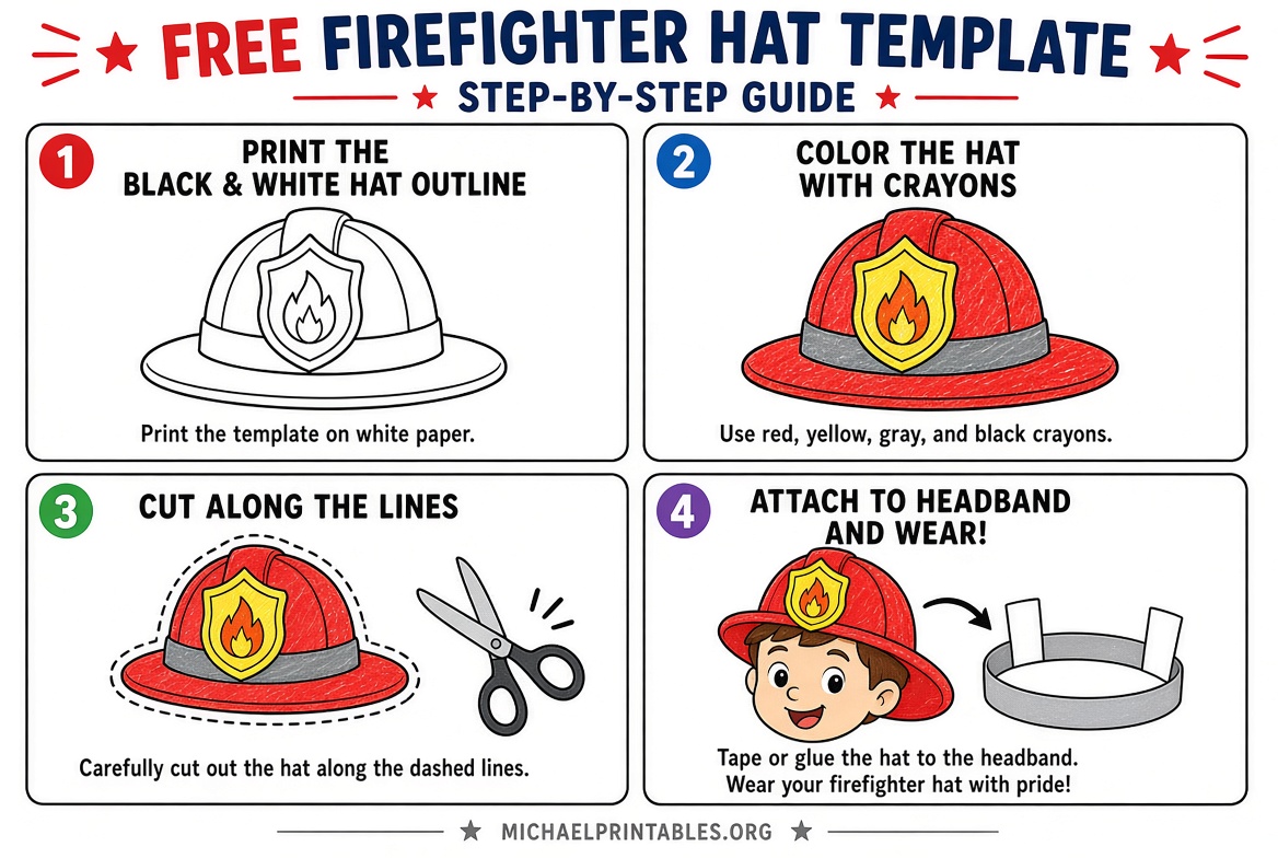 Free Printable Firefighter Hat Template for Kids