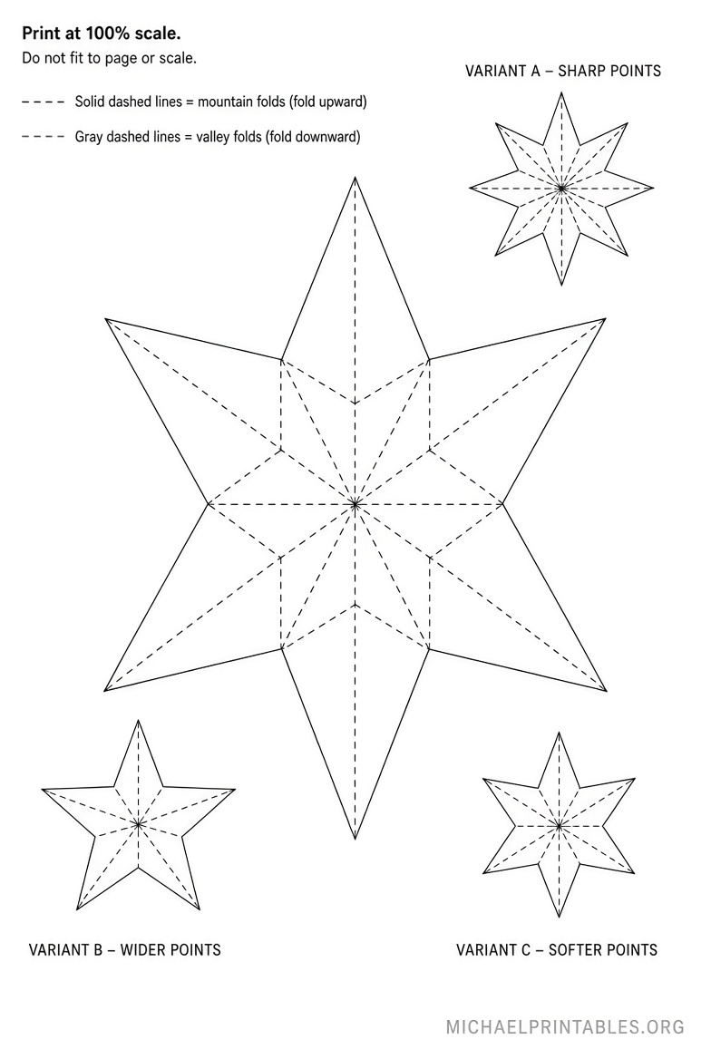 Free Printable Folded Star Template PDF Guide