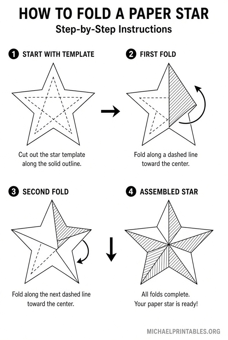 Free Printable Folded Star Template PDF Guide