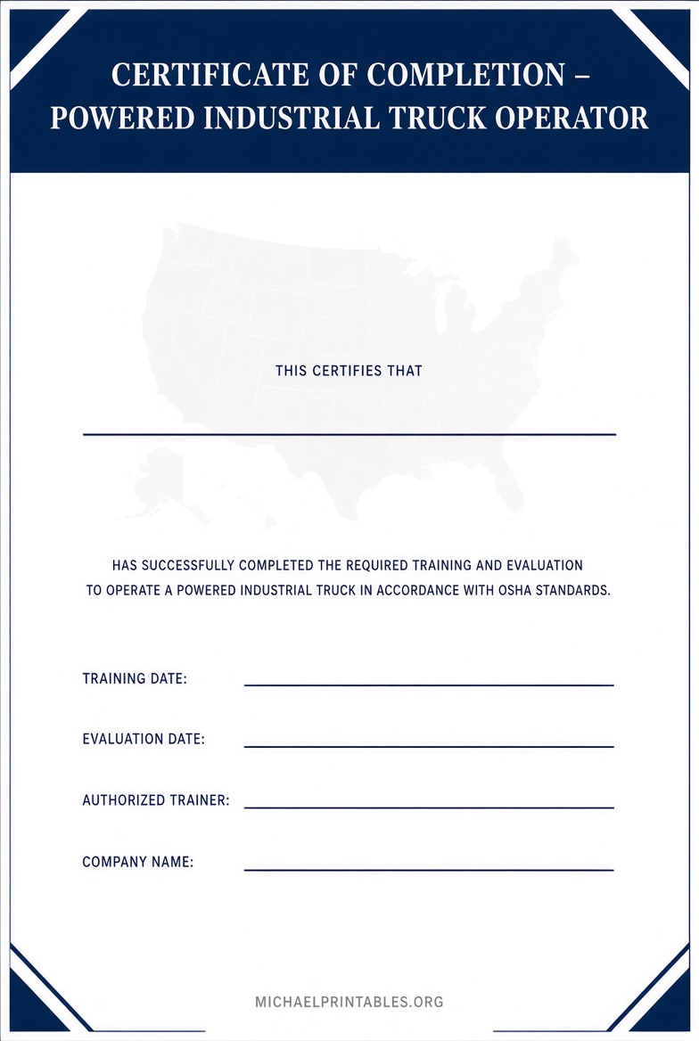 Free Printable Forklift License Template USA Guide
