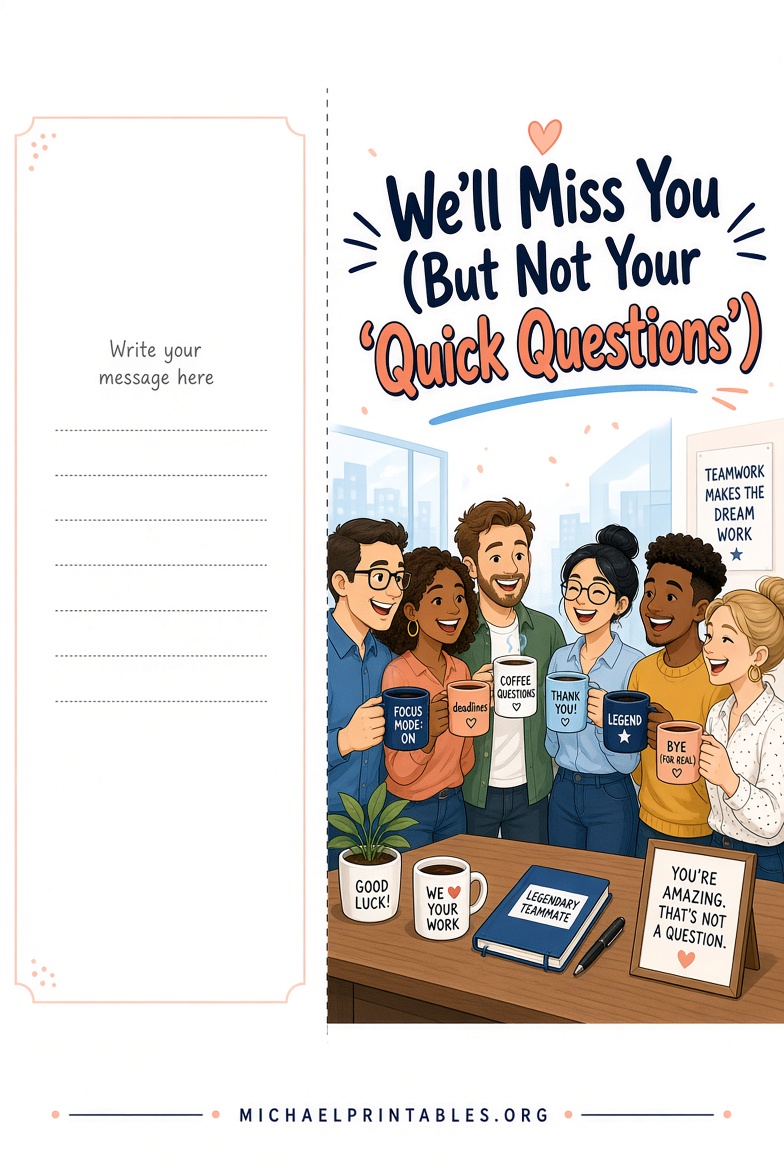 Free Printable Funny Goodbye Cards for Coworkers