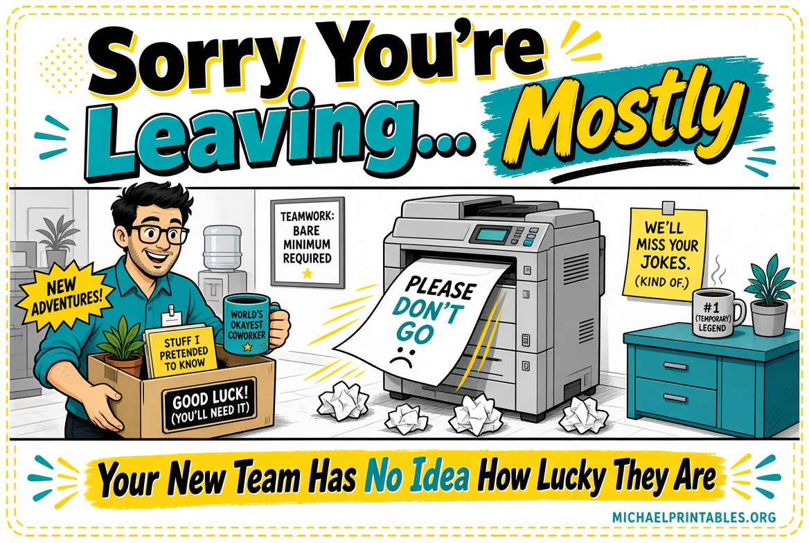 Free Printable Funny Goodbye Cards for Coworkers