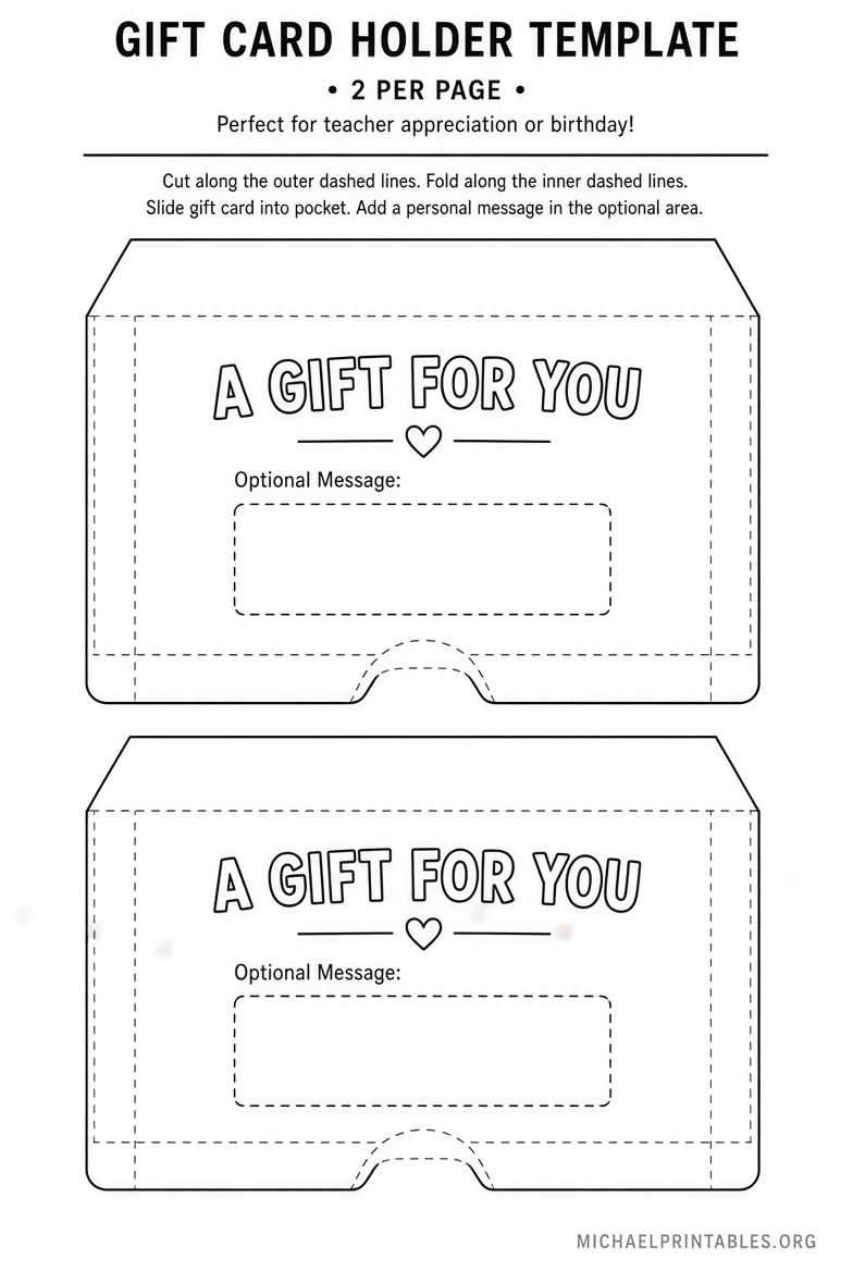 Free Printable Gift Card Holders to Download