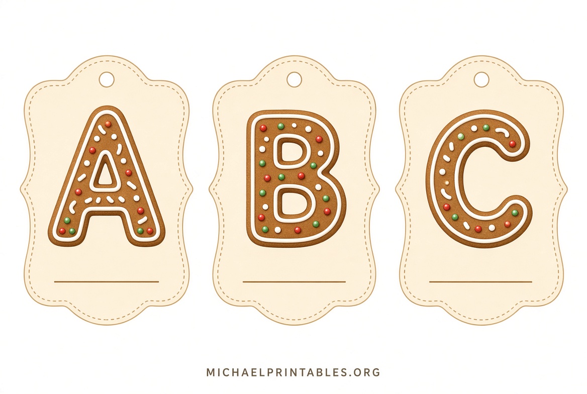 Free Printable Gingerbread Gift Tags (PDF)