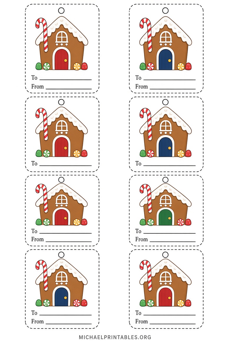 Free Printable Gingerbread Gift Tags (PDF)