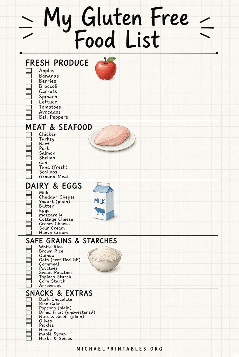 Free Printable Gluten Free Food List Guide