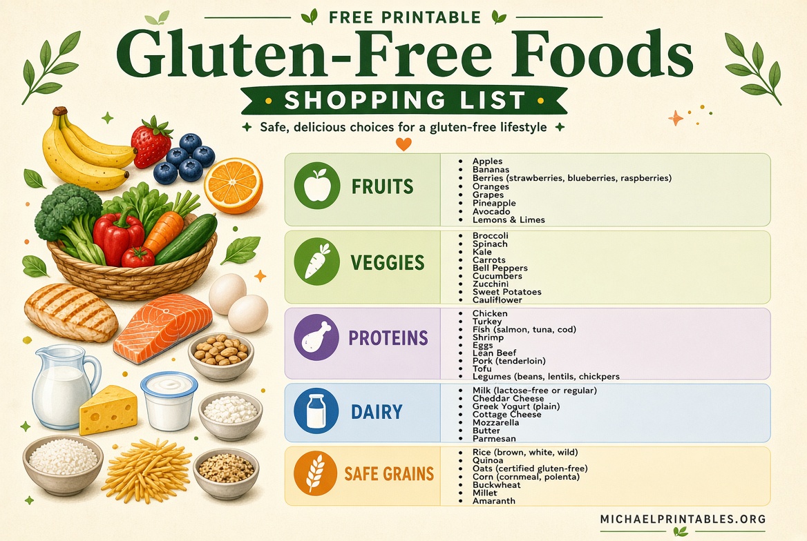 Free Printable Gluten Free Food List Guide
