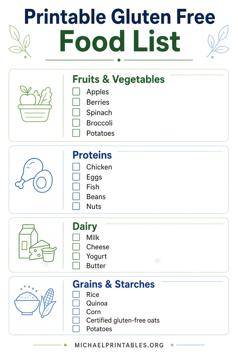 Free Printable Gluten Free Food List Guide
