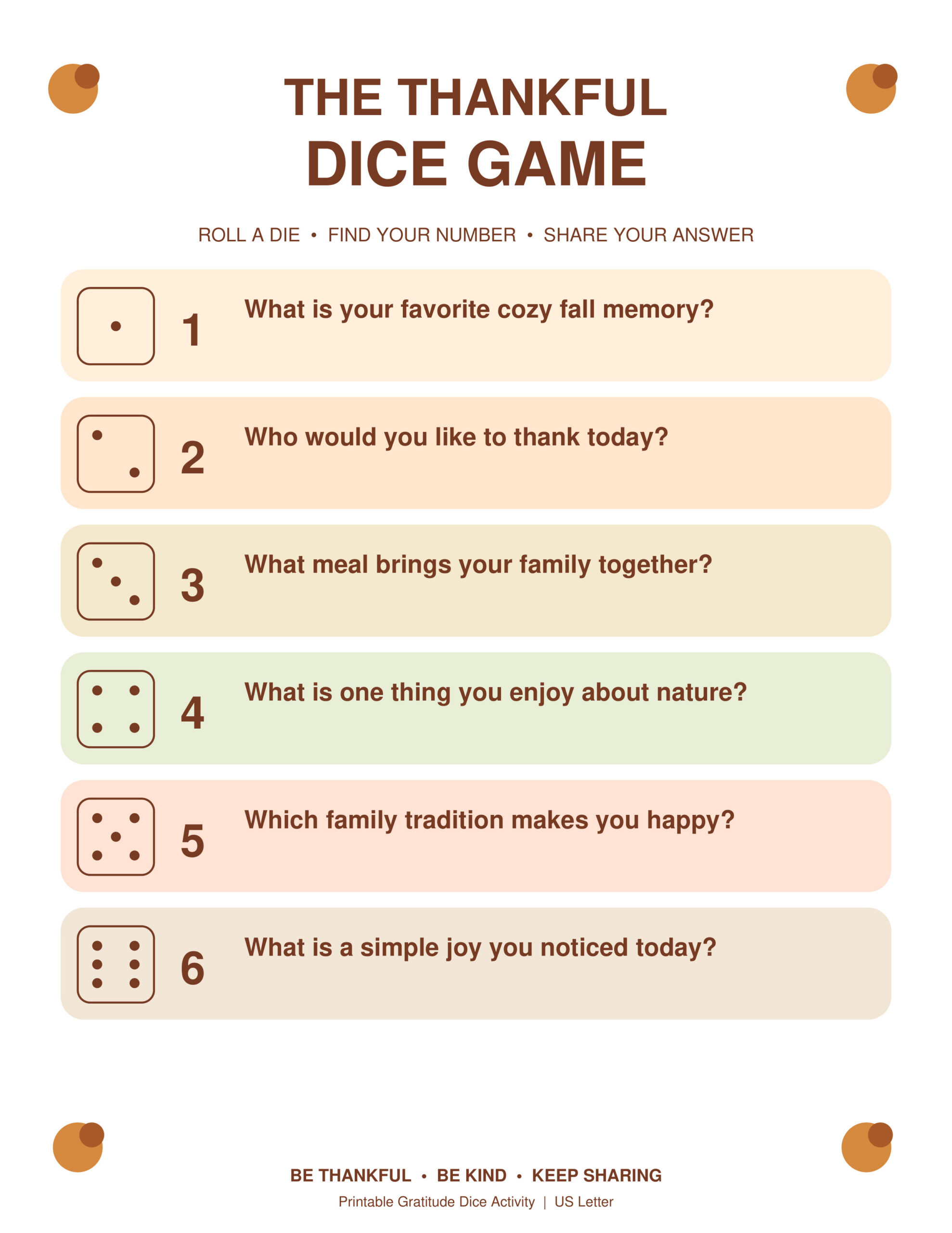 Free Printable Gratitude Dice Game Autumn Thankfulness