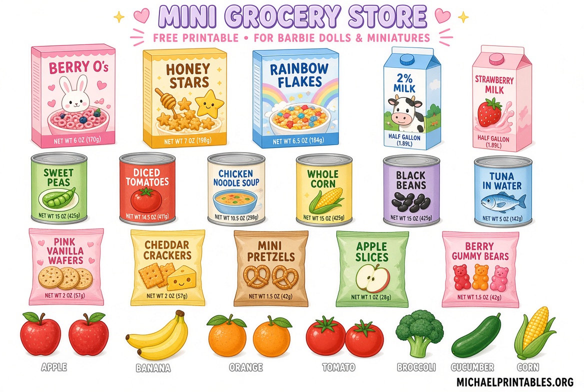 Free Printable Grocery Store Barbie Food Printables