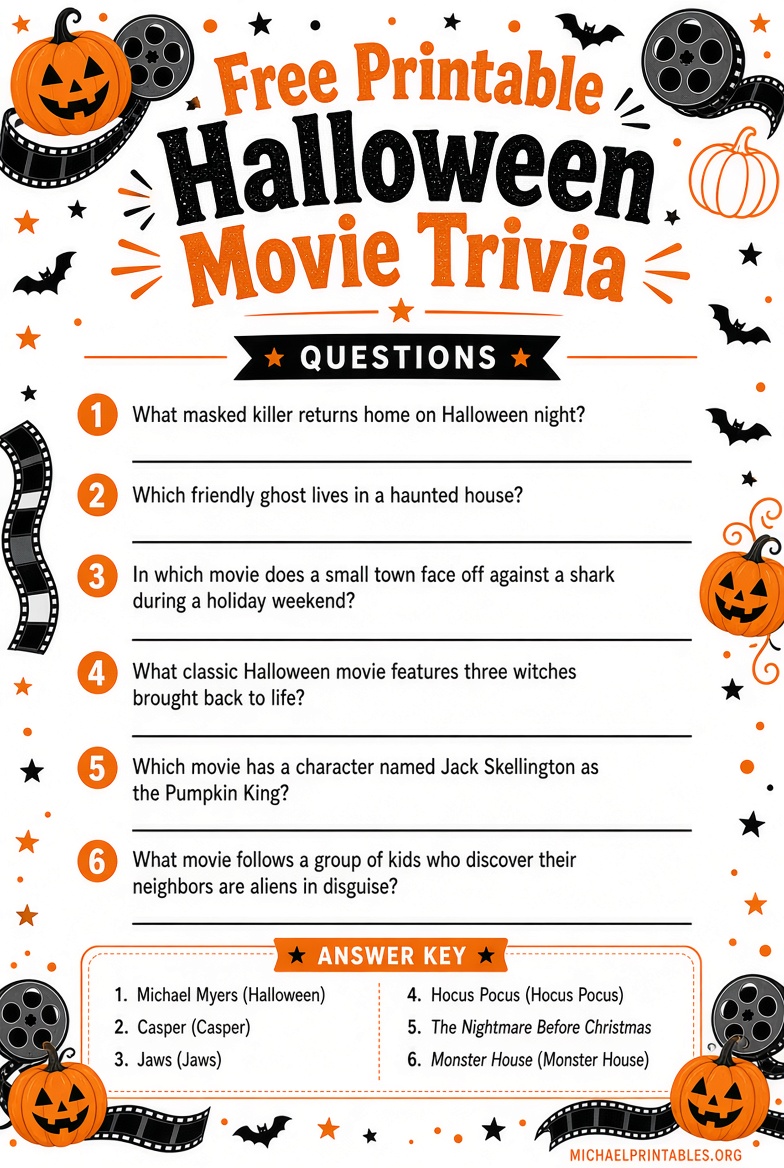 Free Printable Halloween Movie Trivia Q&A