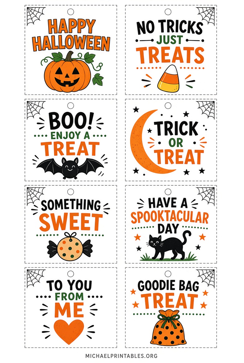 Free Printable Halloween Tags for Goodie Bags