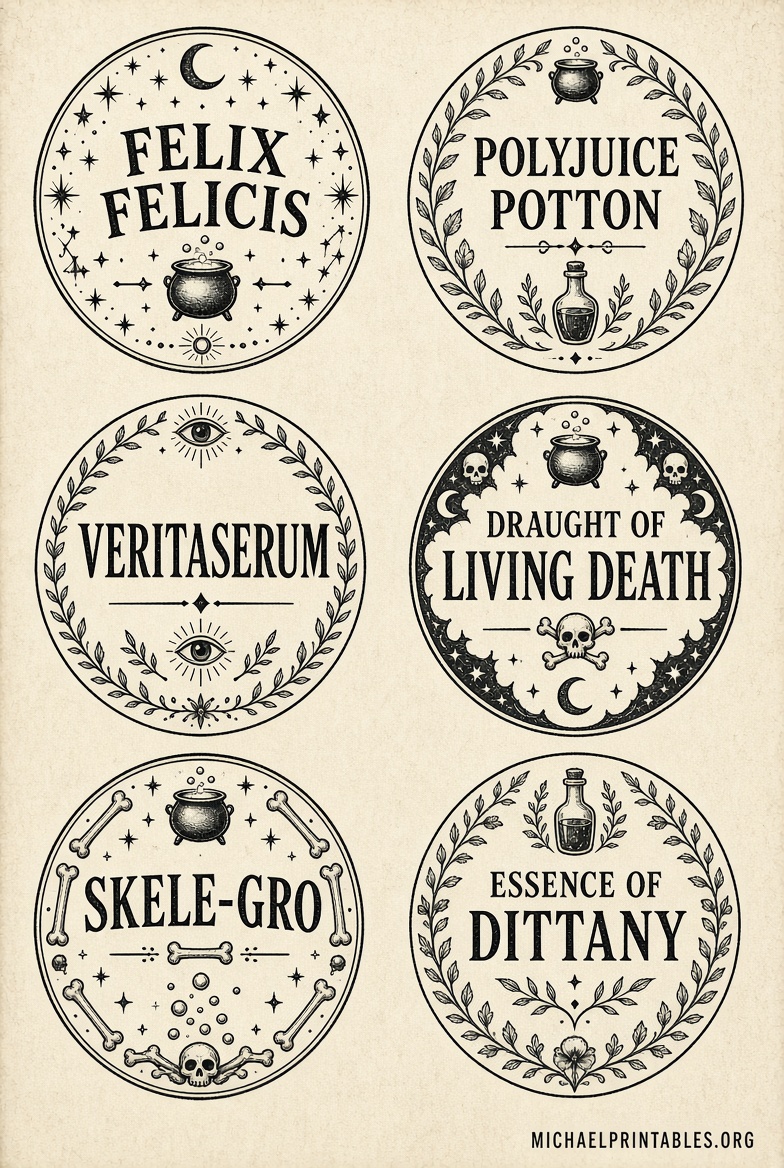 Free Printable Harry Potter Potion Labels Guide