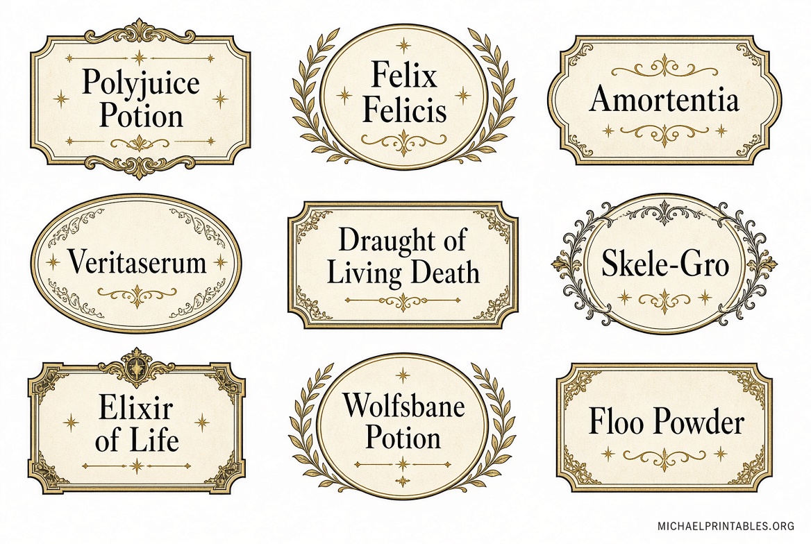 Free Printable Harry Potter Potion Labels Guide