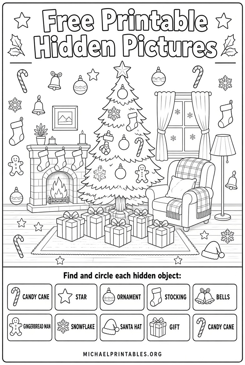 Free Printable Hidden Pictures for Christmas