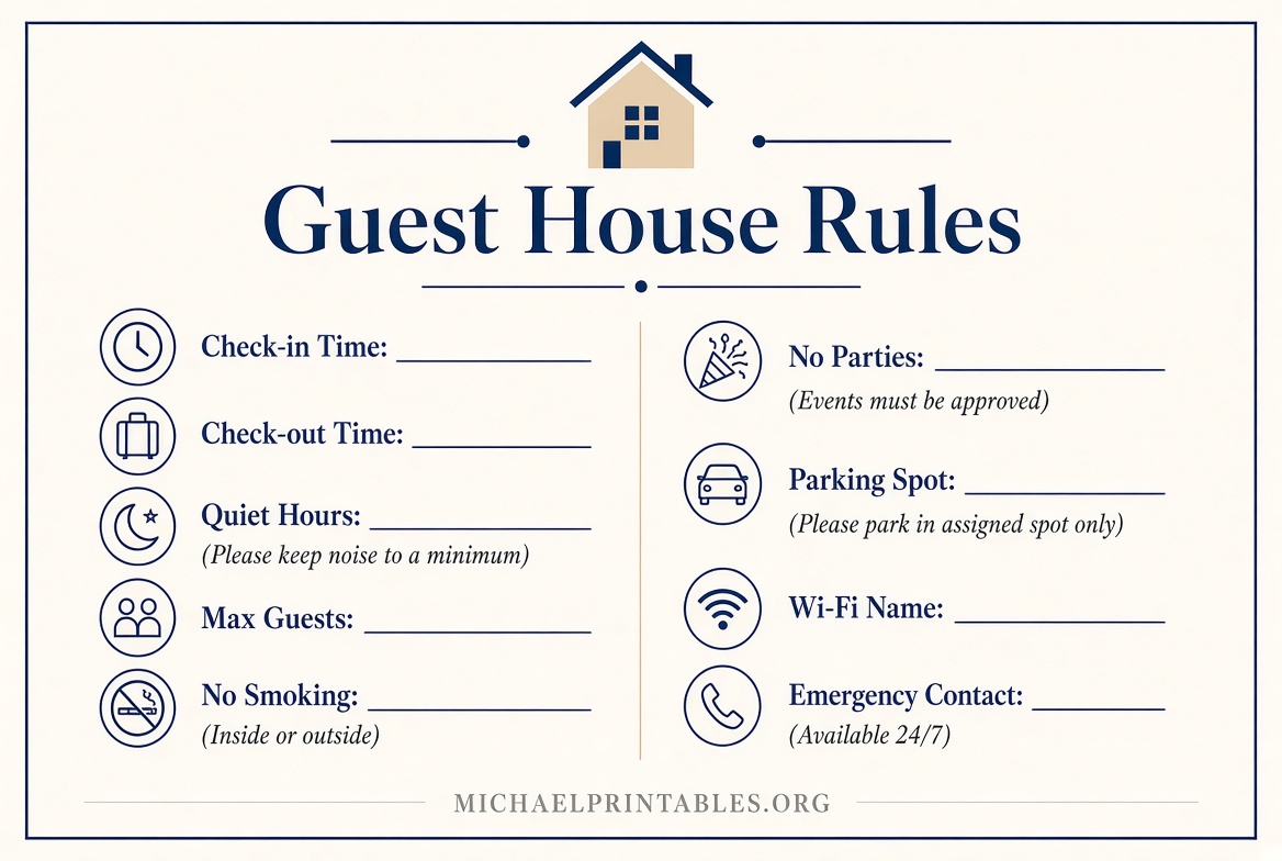 Free Printable House Rules Templates for US Homes