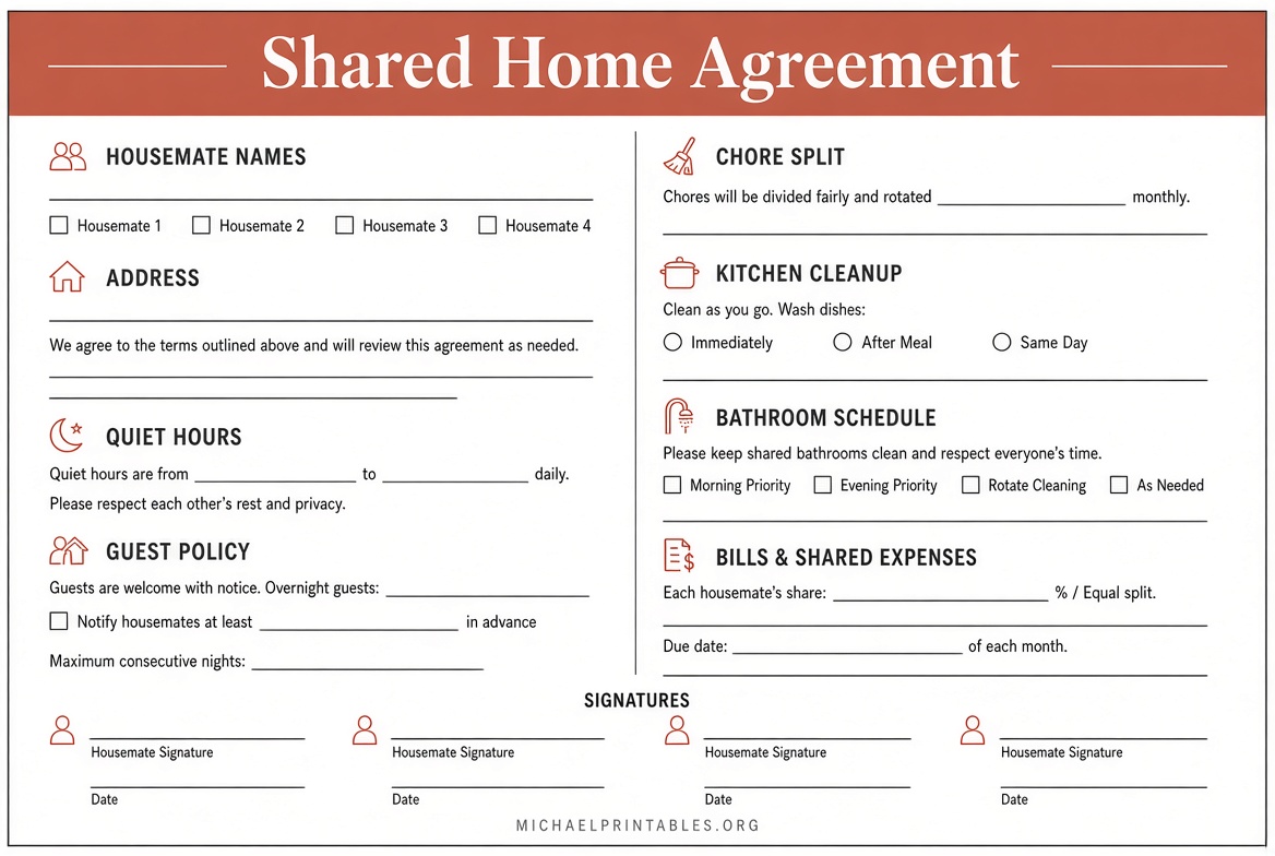 Free Printable House Rules Templates for US Homes