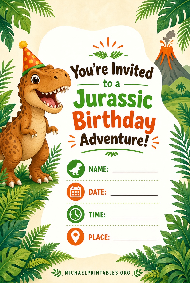 Free Printable Jurassic World Birthday Invitations