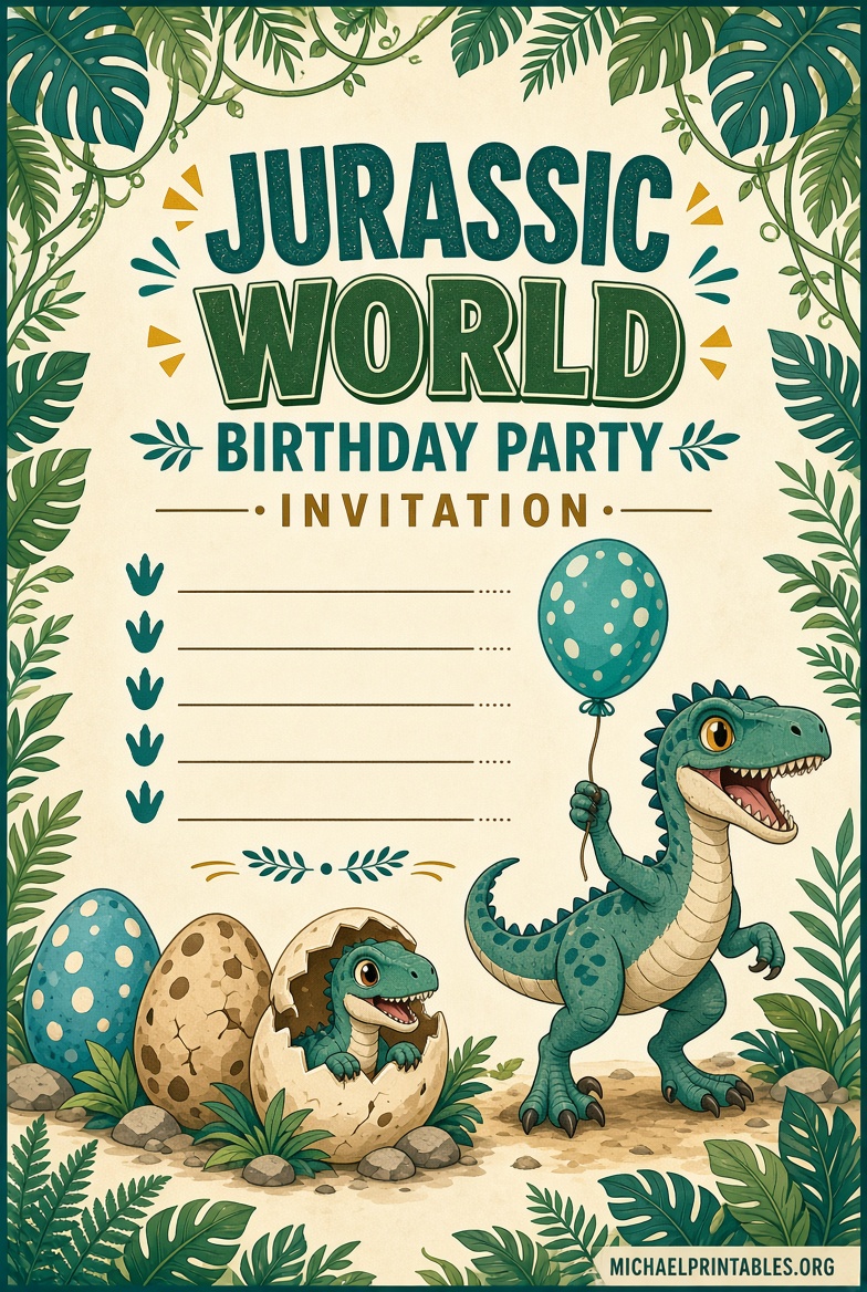 Free Printable Jurassic World Birthday Invitations