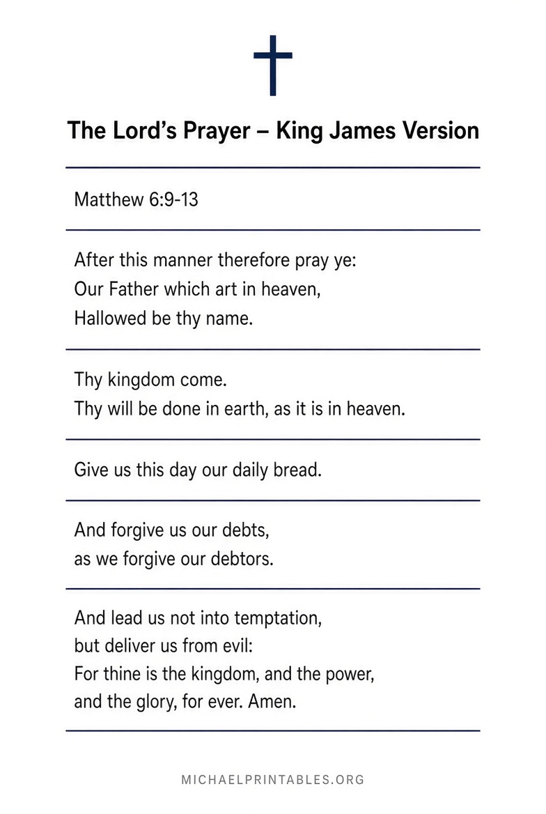 Free Printable KJV Lord's Prayer PDF Download