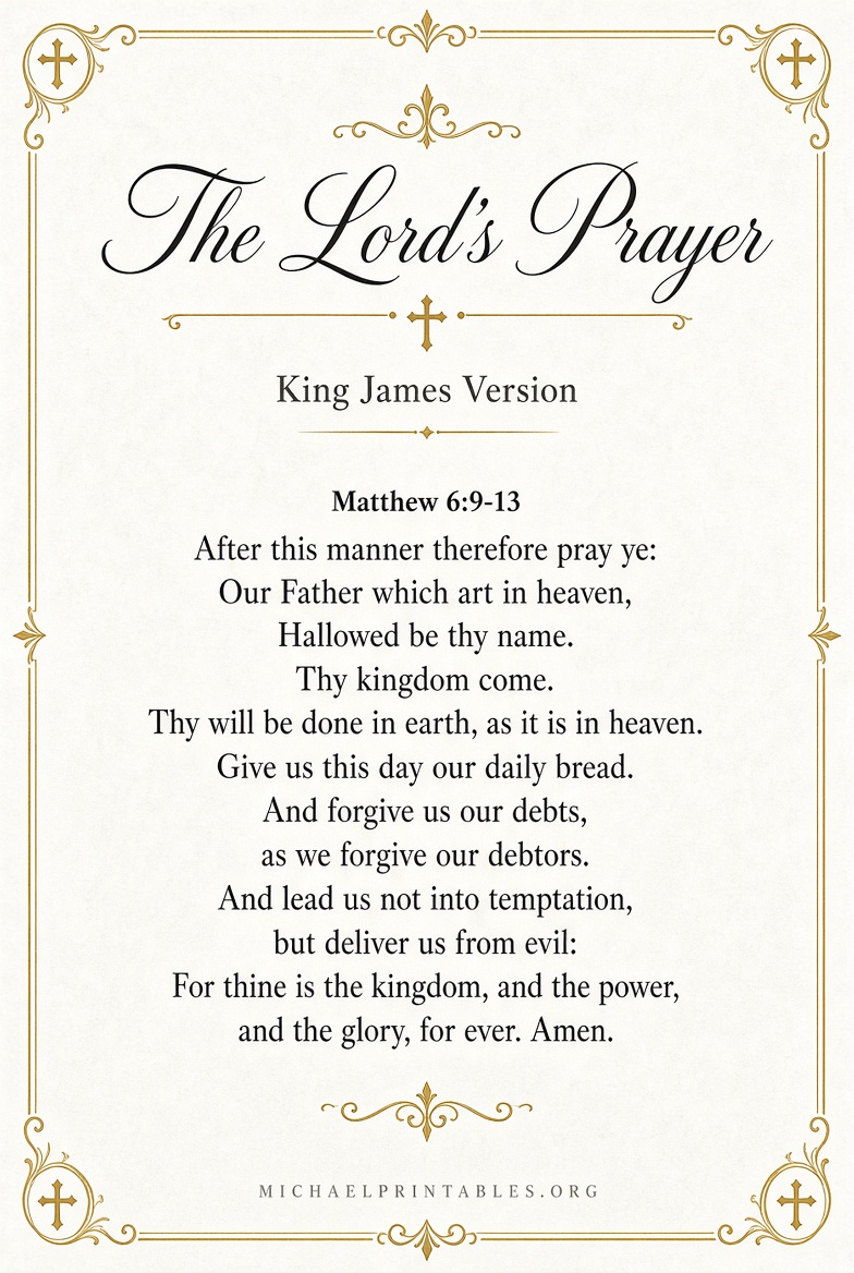Free Printable KJV Lord's Prayer PDF Download