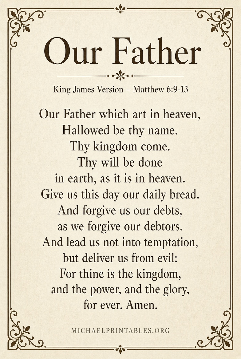 Free Printable KJV Lord's Prayer PDF Download