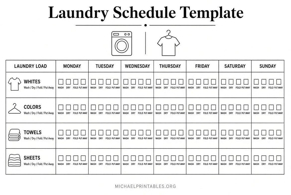 Free Printable Laundry Schedule Templates