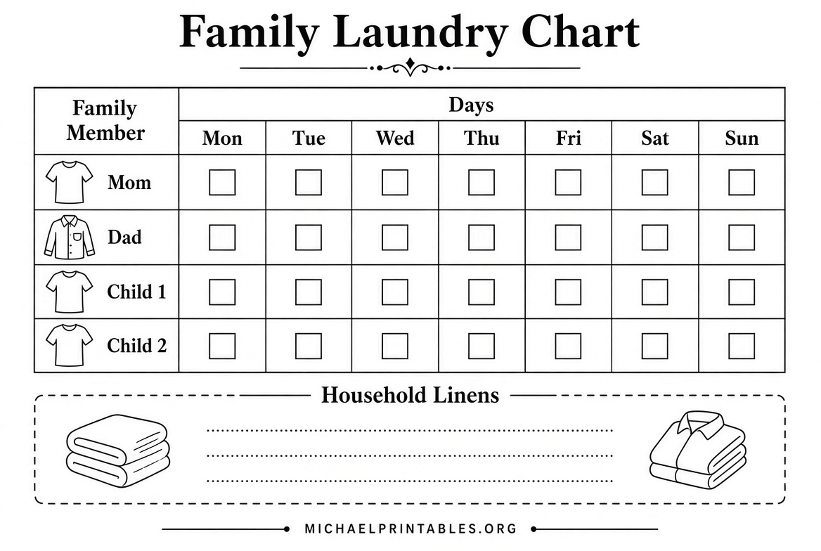 Free Printable Laundry Schedule Templates