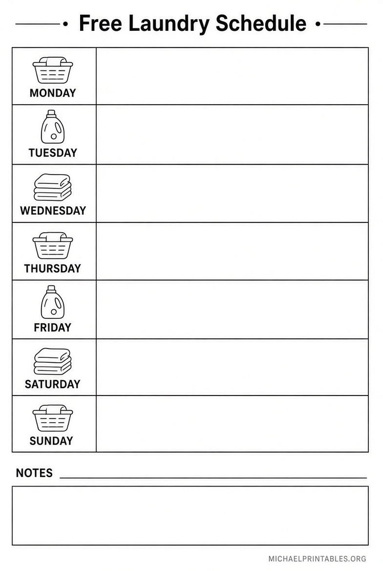 Free Printable Laundry Schedule Templates