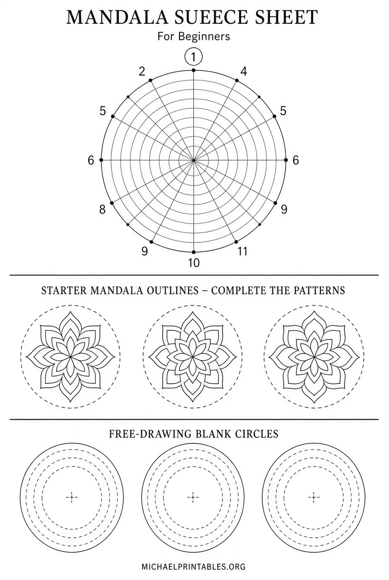Free Printable Mandala Practice Sheets