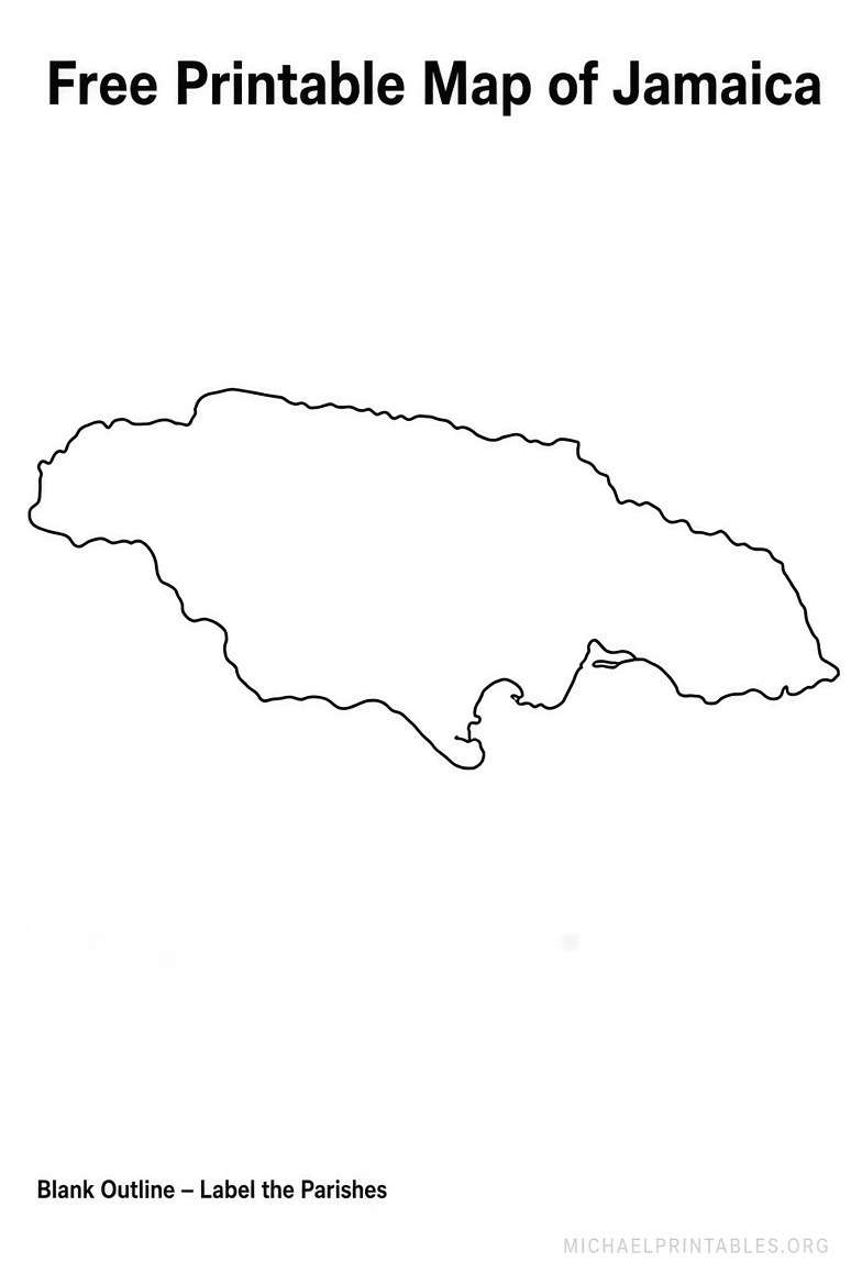 Free Printable Map of Jamaica PDF Download