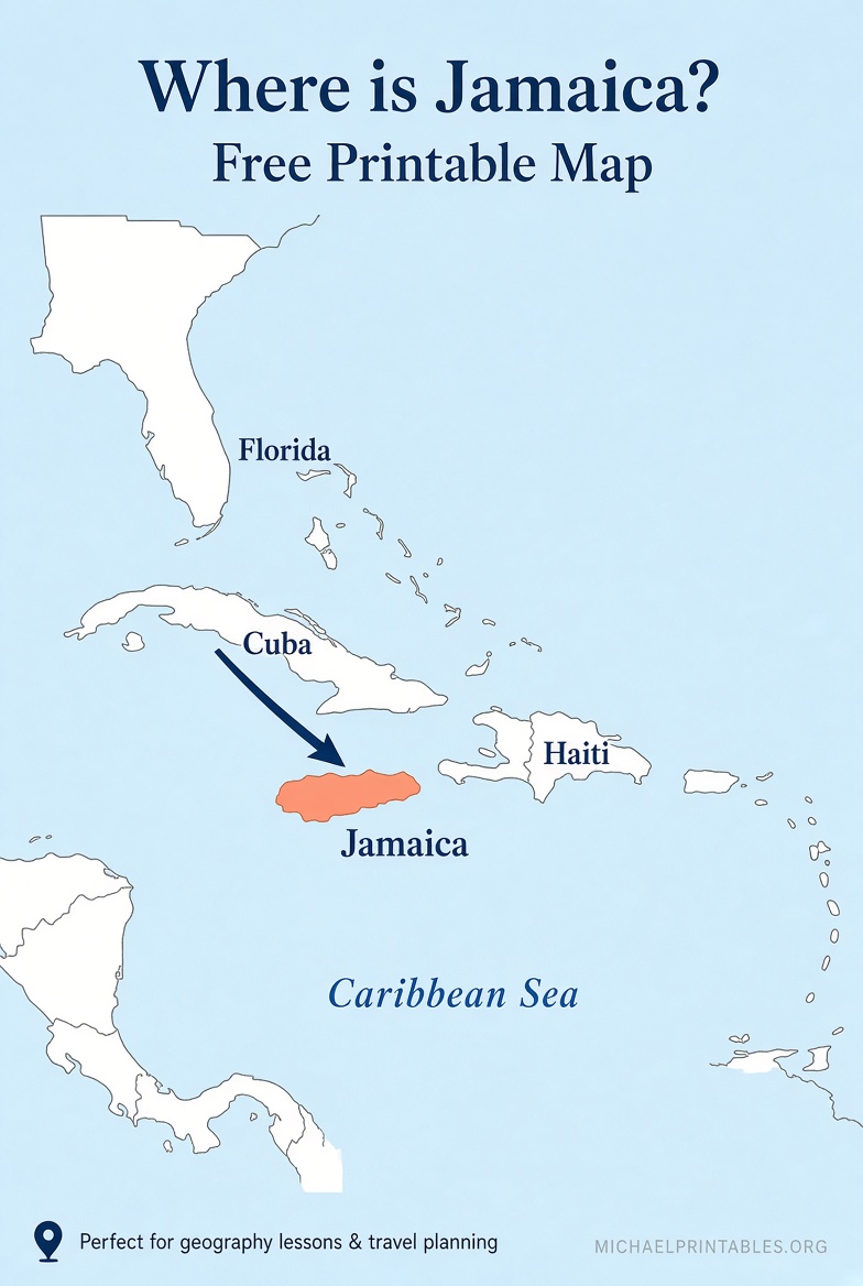 Free Printable Map of Jamaica PDF Download