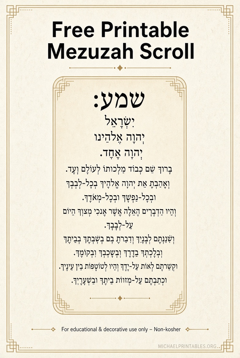 Free Printable Mezuzah Scroll Guide & Downloads