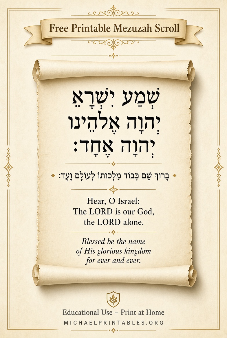 Free Printable Mezuzah Scroll Guide & Downloads