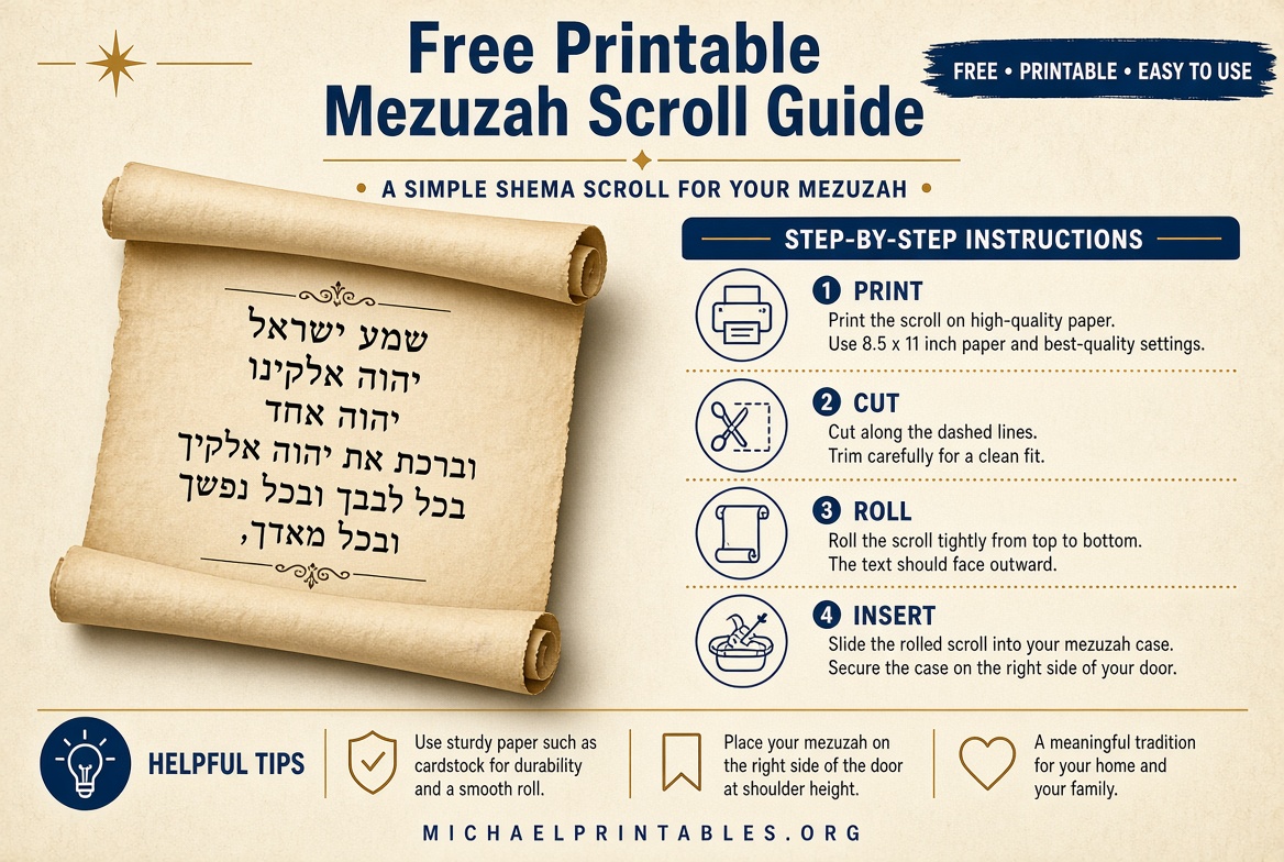 Free Printable Mezuzah Scroll Guide & Downloads