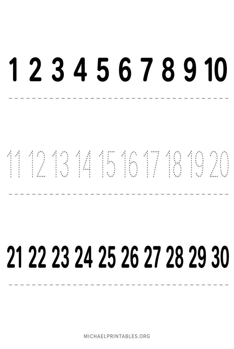 Free Printable Numbers 1-30 for Kids